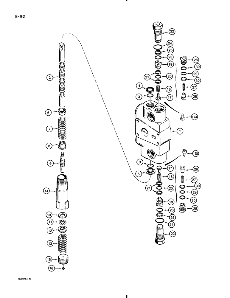 Схема запчастей Case 580K - (8-092) - LOADER CONTROL VALVE, LIFT SECTION, WITH MANUAL DETENT (08) - HYDRAULICS