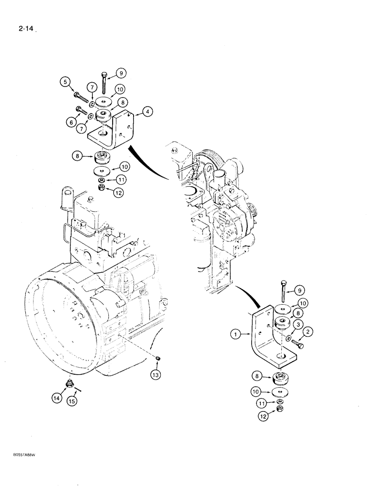 Схема запчастей Case 780D - (2-14) - ENGINE MOUNTING (02) - ENGINE