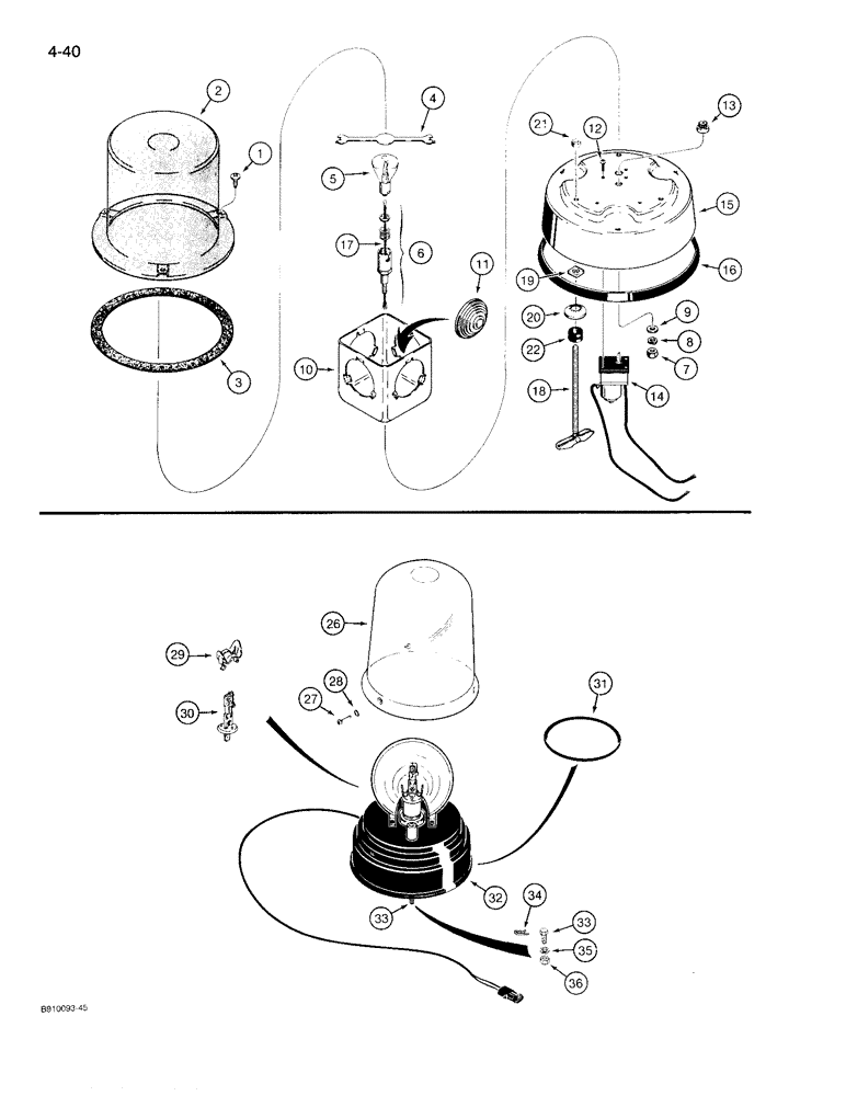 Схема запчастей Case 780D - (4-40) - ROTATING BEACONS (04) - ELECTRICAL SYSTEMS