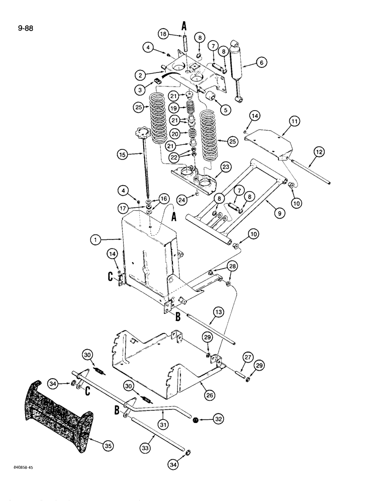 Схема запчастей Case 780D - (9-088) - SUSPENSION SEAT ADJUSTER ASSEMBLY (09) - CHASSIS/ATTACHMENTS