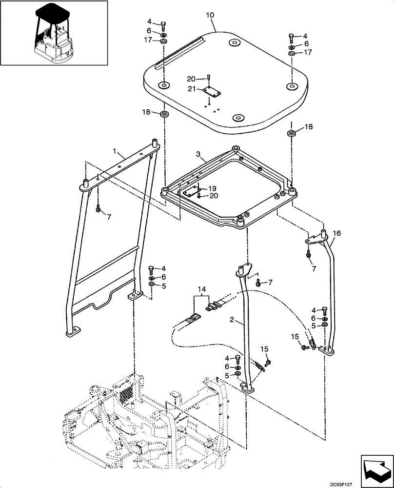 Схема запчастей Case CX14 - (09-10[00]) - CANOPY (09) - CHASSIS/ATTACHMENTS