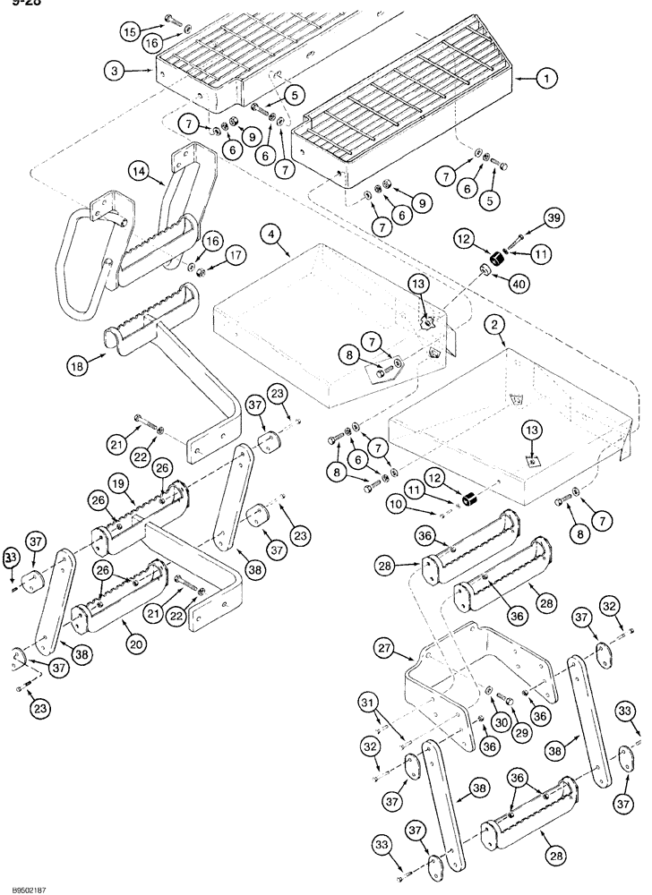 Схема запчастей Case 921B - (9-028) - REAR FENDERS AND STEPS (09) - CHASSIS/ATTACHMENTS