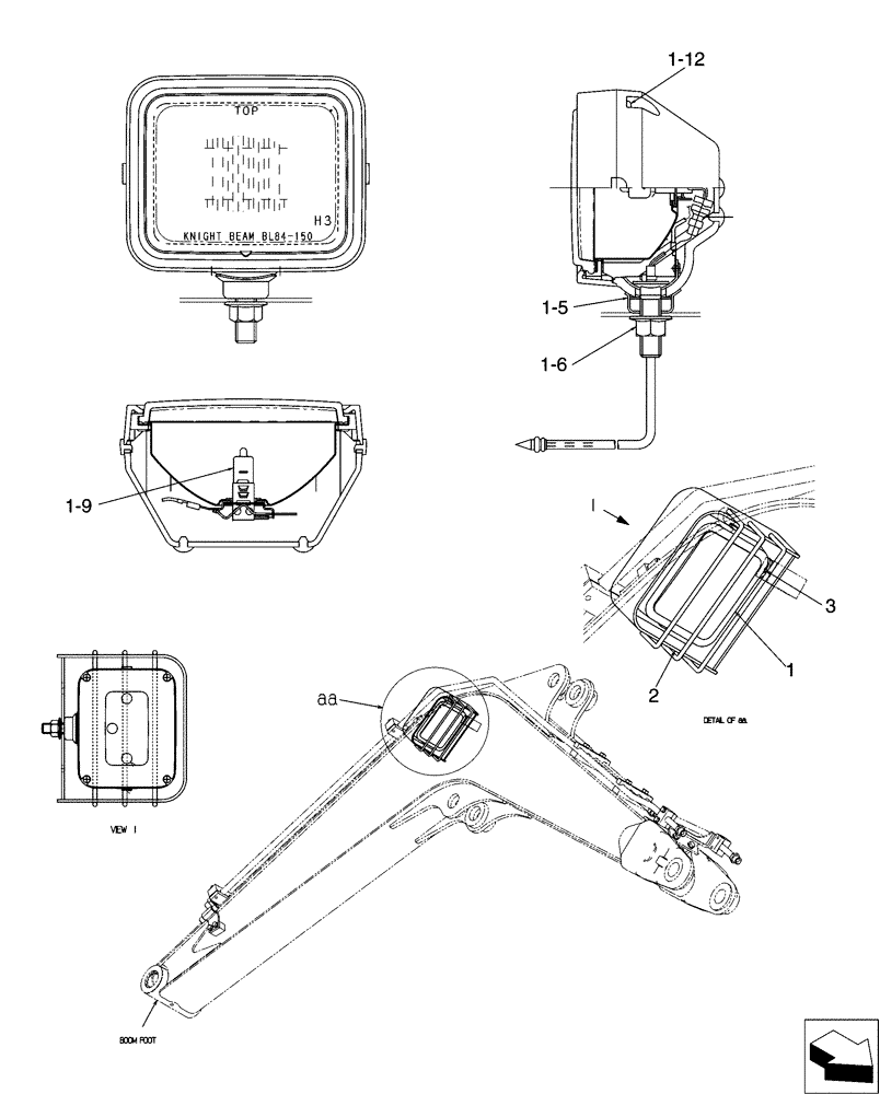 Схема запчастей Case CX31B - (03-014[00]) - LIGHT INSTAL, BOOM (55) - ELECTRICAL SYSTEMS