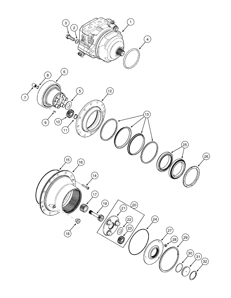 Схема запчастей Case 885B AWD - (06-17[02]) - FRONT AXLE - FINAL DRIVE (06) - POWER TRAIN