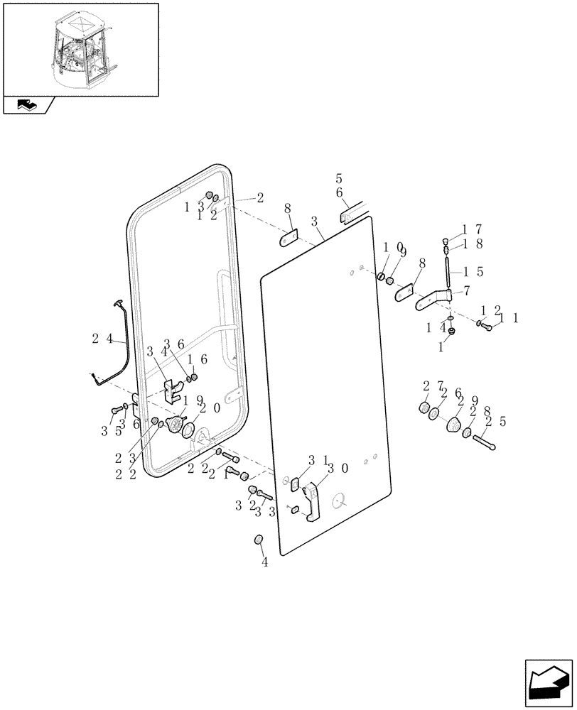 Схема запчастей Case 321E - (439[12]) - CAB DOOR (10) - OPERATORS PLATFORM