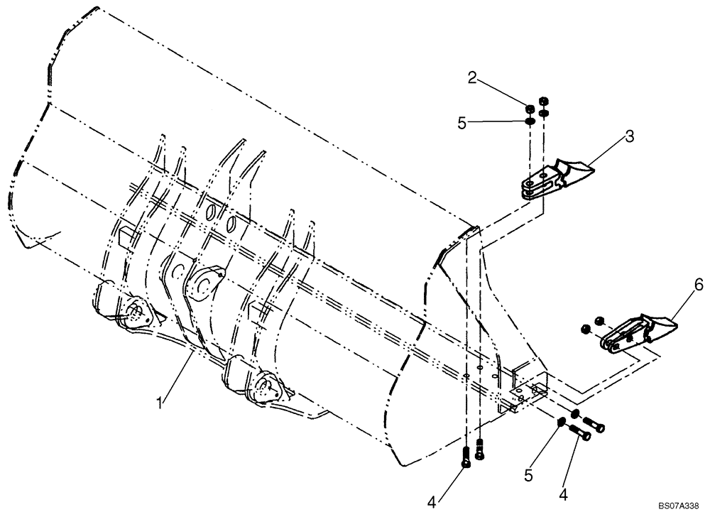 Схема запчастей Case 921E - (09-12) - LOADER BUCKET - WITH TEETH, SEGMENTS AND SKID PADS - 5.0 CU YD (09) - CHASSIS