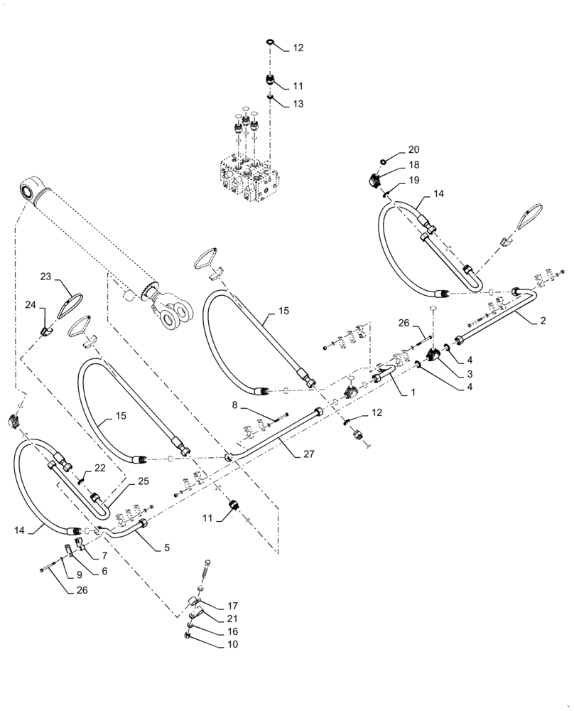 Схема запчастей Case 621F - (35.100.02) - LIFT CYLINDER LINES AND FITTINGS, Z-BAR AND XR/LR BAR (35) - HYDRAULIC SYSTEMS