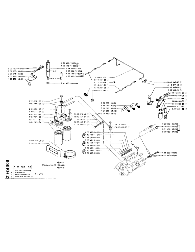 Схема запчастей Case RC200 - (026) - FUEL CIRCUIT 