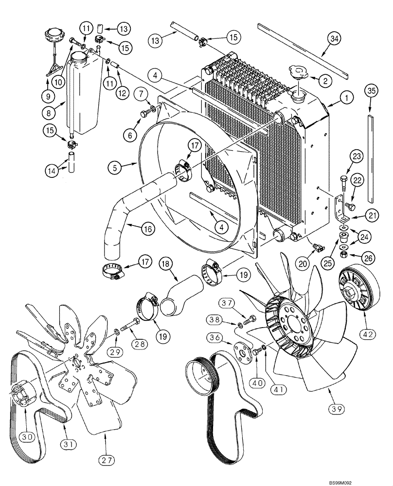 Схема запчастей Case 580M - (02-01) - RADIATOR - MOUNTING (WITHOUT AIR CONDITIONING) (02) - ENGINE