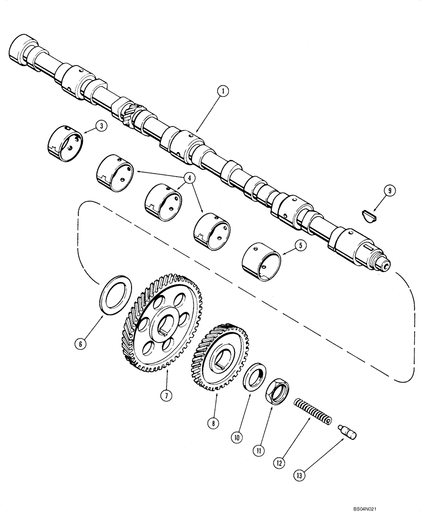 Схема запчастей Case 980B - (018) - CAMSHAFT, 504BDT DIESEL ENGINE (01) - ENGINE