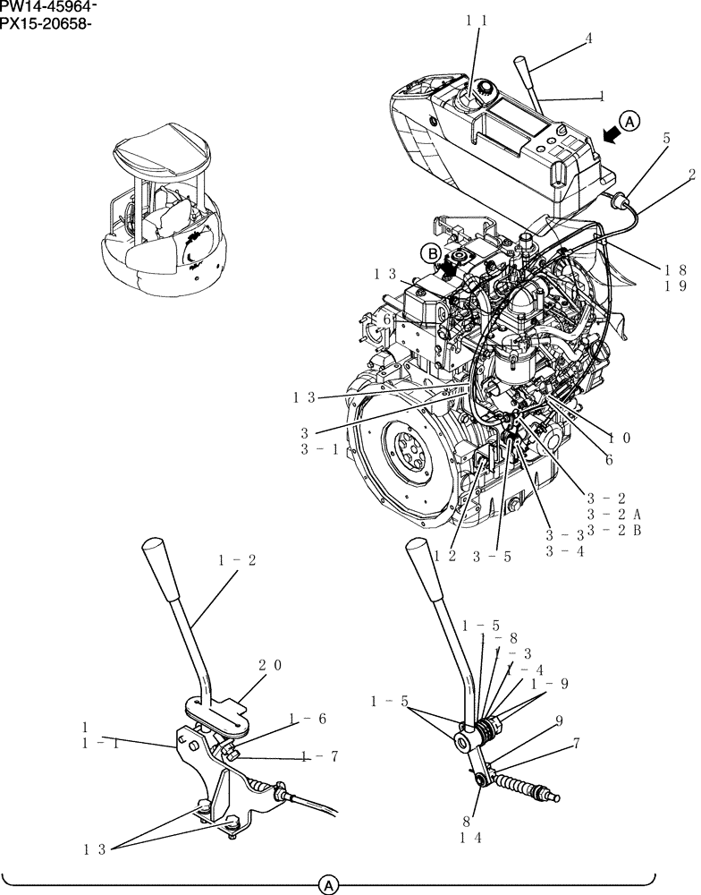 Схема запчастей Case CX36B - (065-01[1]) - CONTROL ASSEMBLY, ENGINE (WITH DECEL) (05) - SUPERSTRUCTURE