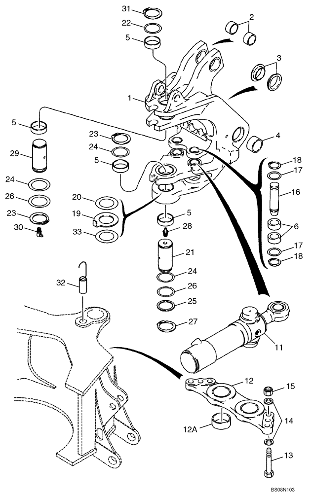 Схема запчастей Case 590SM - (09-22) - BACKHOE - SWING TOWER AND SWING CYLINDERS (09) - CHASSIS/ATTACHMENTS