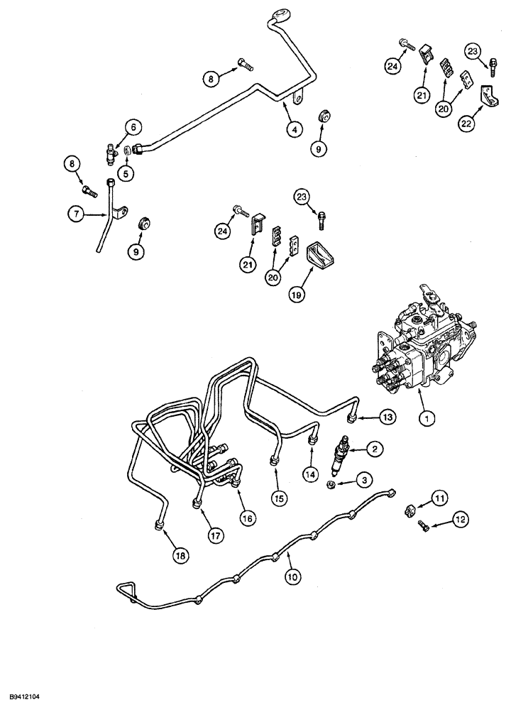 Схема запчастей Case 850G - (3-08) - FUEL INJECTION SYSTEM (PRIOR TO P.I.N. JJG0254015, EXCEPT FOR JJG0254005 TO JJG0254009) (02) - FUEL SYSTEM