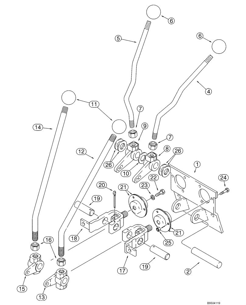 Схема запчастей Case 580M - (09-18) - CONTROLS - BACKHOE, WITH HAND SWING (MODELS WITHOUT EXTENDABLE DIPPER) (09) - CHASSIS/ATTACHMENTS