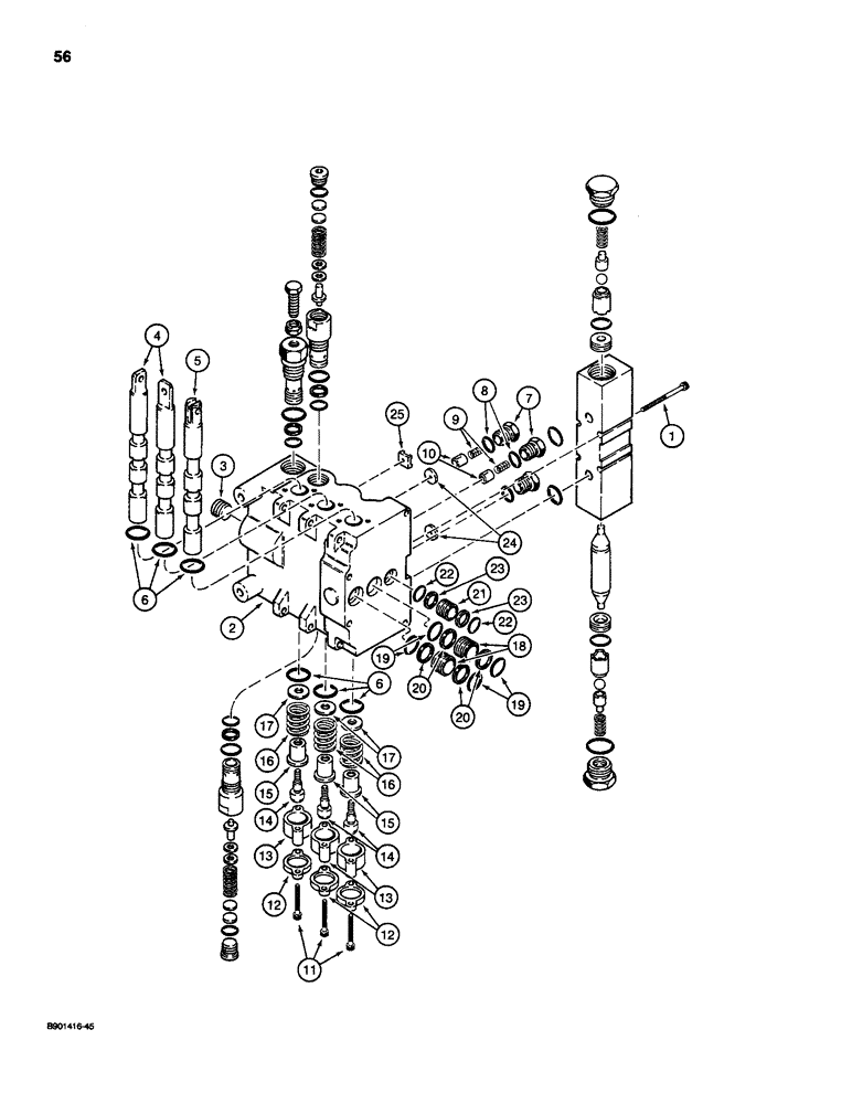 Схема запчастей Case D130 - (7-056) - BACKHOE CONTROL VALVE - DUKE, INLET SECTION, USED ON 1835C 1840 & 1845C UNI-LOADERS 