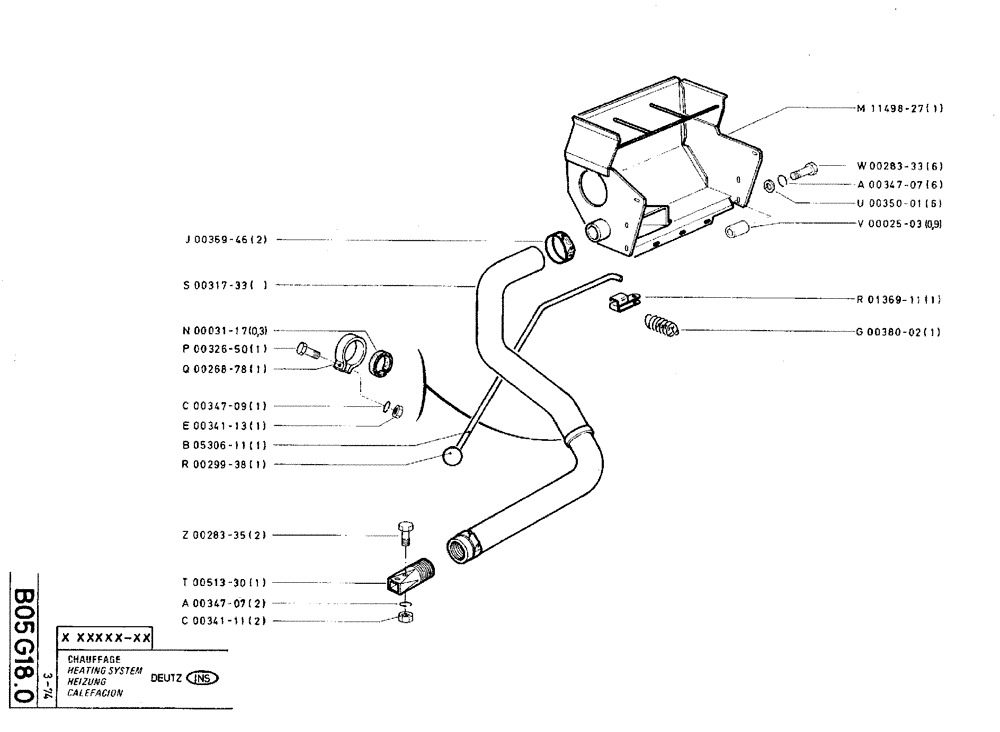 Схема запчастей Case TY45 - (B05 G18.0) - HEATING SYSTEM - DEUTZ (01) - ENGINE