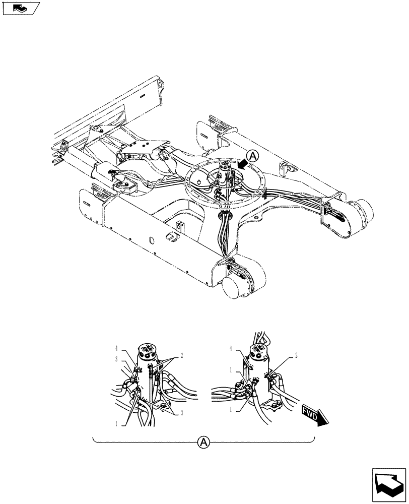 Схема запчастей Case CX55BMSR - (02-011[00]) - HYD LINES, SWIVEL (ANGLE DOZER) (35) - HYDRAULIC SYSTEMS