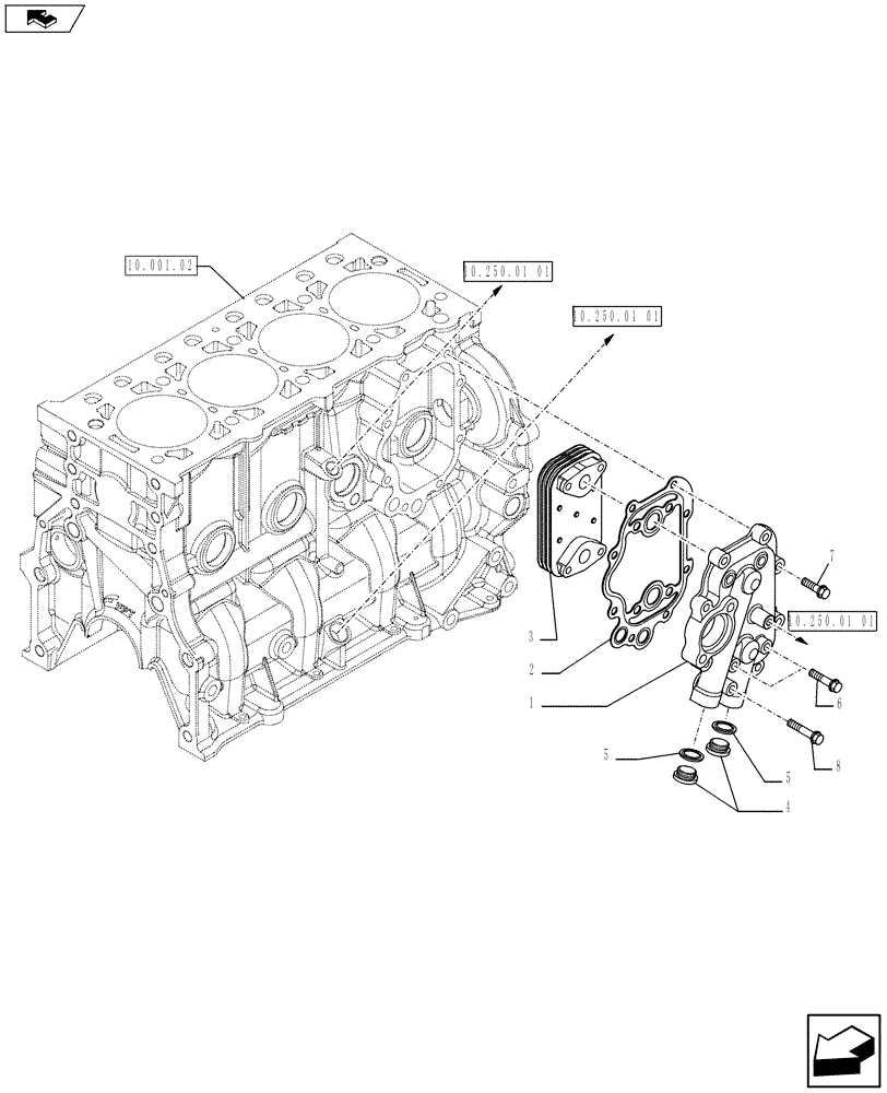 Схема запчастей Case SR250 - (10.408.02) - HEAT EXCHANGER (504154694) (10) - ENGINE