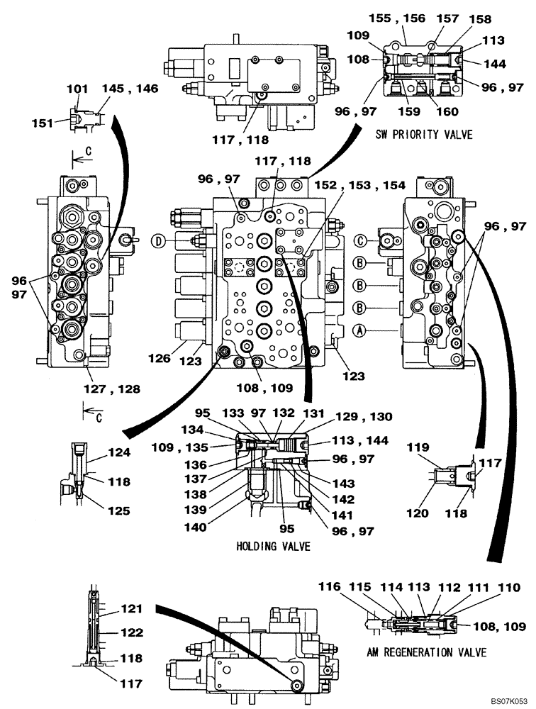 Схема запчастей Case CX130B - (08-59) - KNJ14640 VALVE ASSY - CONTROL (08) - HYDRAULICS