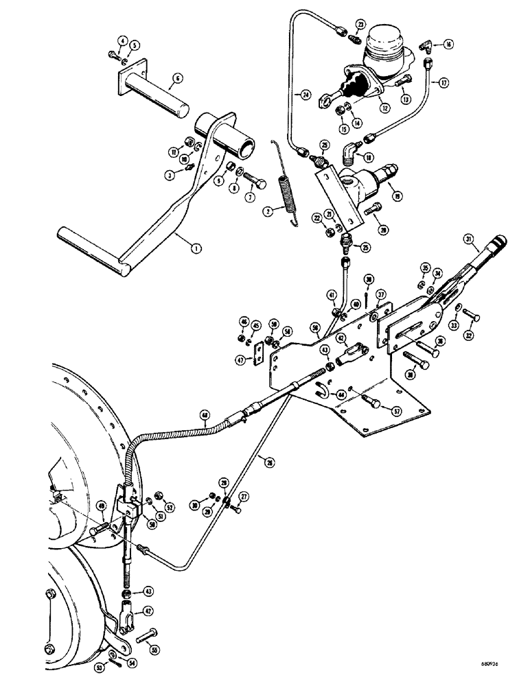 Схема запчастей Case 400 - (044) - BRAKE PEDAL, MASTER CYLINDER AND PARKING BRAKE (05) - UPPERSTRUCTURE CHASSIS