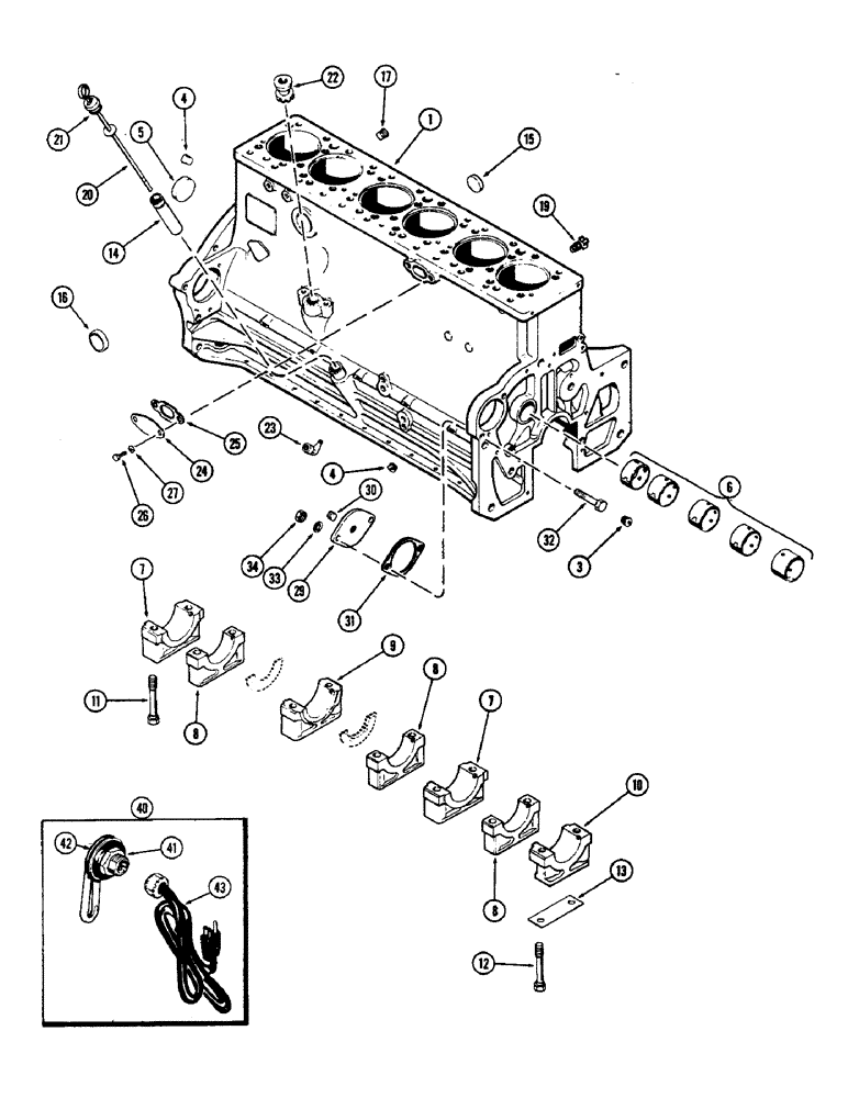 Схема запчастей Case W9E - (016) - CYLINDER BLOCK ASSY., (401B) DIESEL ENGINE, CYLINDER BLOCK (02) - ENGINE