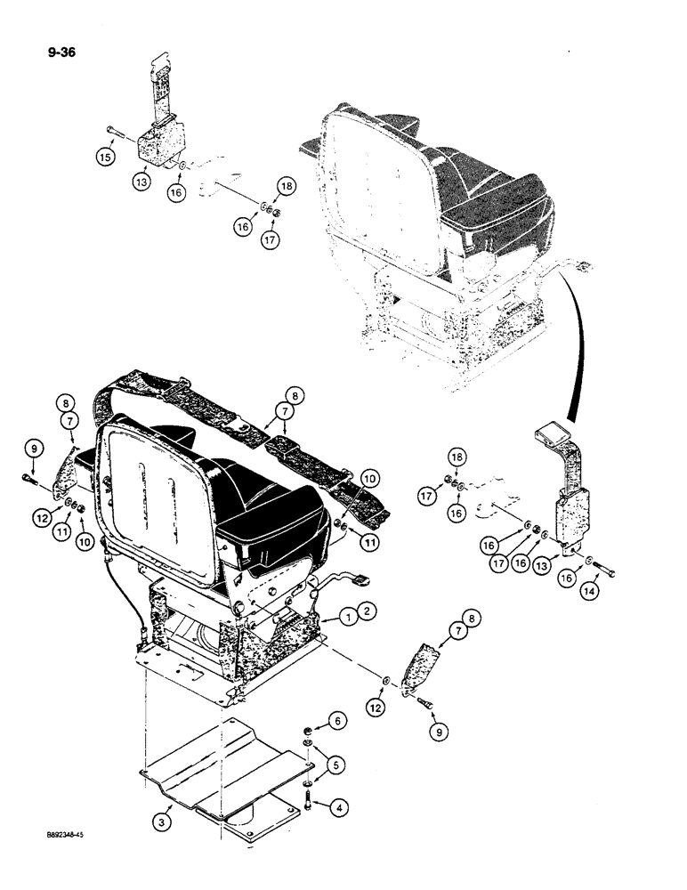 Схема запчастей Case W14C - (9-36) - SEAT AND MOUNTING PARTS, SUSPENSION SEAT (09) - CHASSIS/ATTACHMENTS