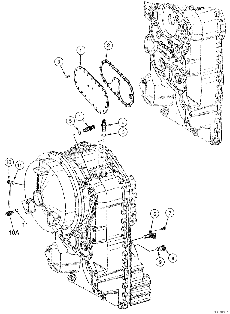 Схема запчастей Case 621C - (06-058) - TRANSMISSION SENSOR, SPEED AND PUMP COVER (06) - POWER TRAIN