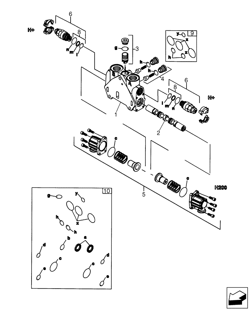 Схема запчастей Case 580SN WT - (35.150.06[02]) - VALVE SECTION - BACKHOE, SWING (WITH PILOT CONTROLS) (35) - HYDRAULIC SYSTEMS