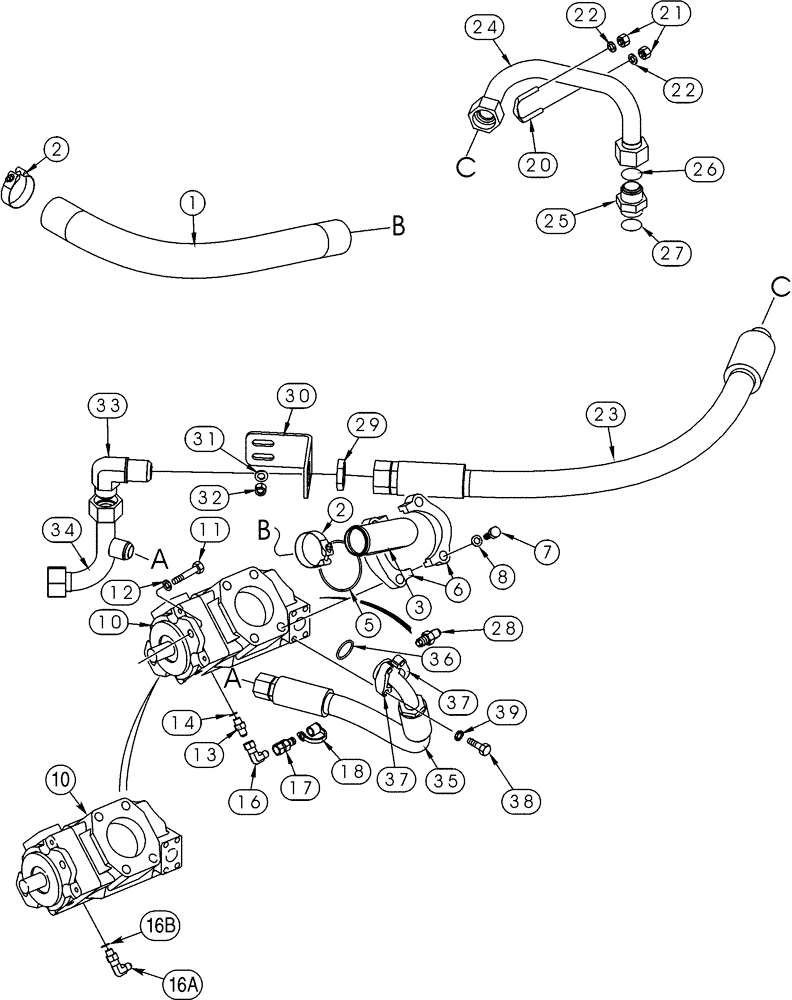 Схема запчастей Case 621C - (08-006) - HYDRAULICS - RESERVOIR TO HYDRAULIC PUMP BSN JEE0122500, RESERVOIR TO PUMP AND LOADER CONTROL VALVE (08) - HYDRAULICS