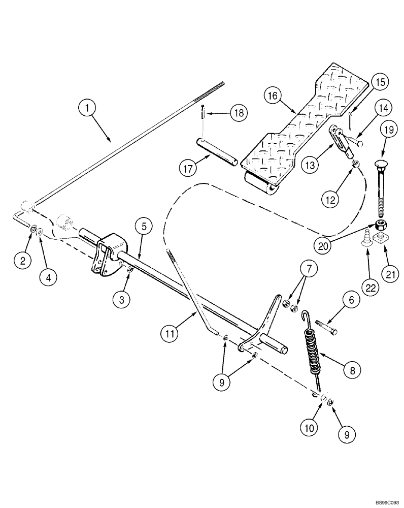 Схема запчастей Case 550H-IND - (03-05) - CONTROLS, THROTTLE - PEDAL, DECELERATOR, MODELS WITH DECELERATOR (03) - FUEL SYSTEM