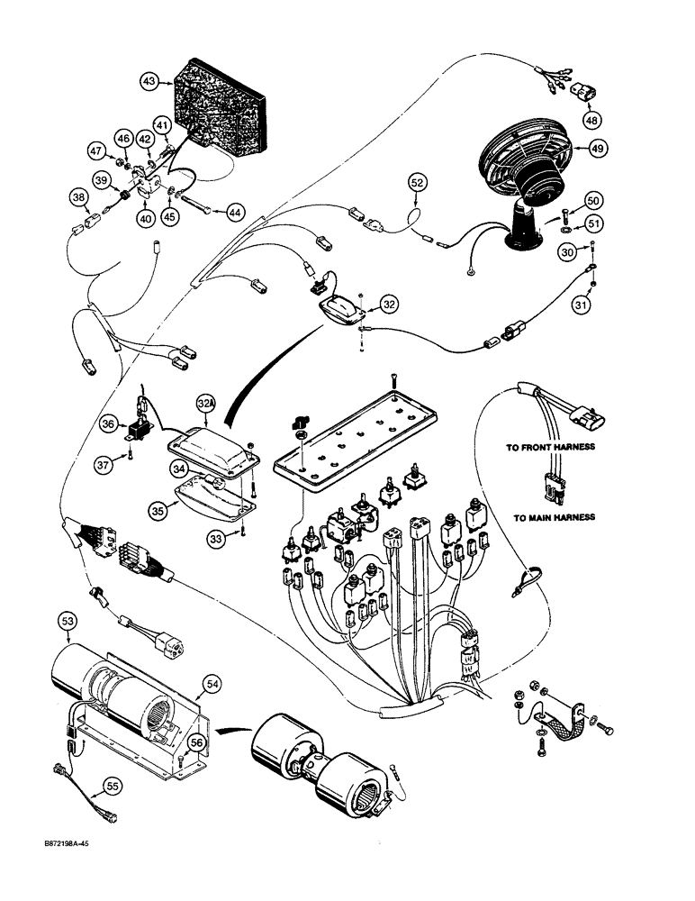 Схема запчастей Case W36 - (4-150) - ELECTRICAL SYSTEM, OPERATORS COMPARTMENT, P.I.N. 9156438 AND AFTER (04) - ELECTRICAL SYSTEMS