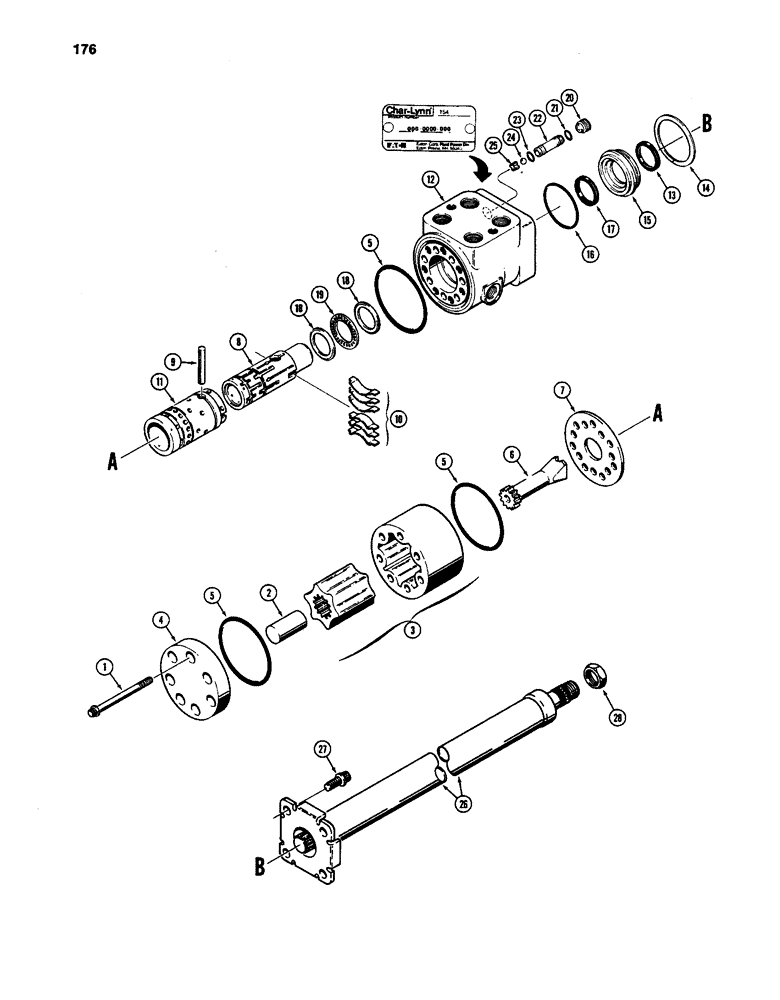 Схема запчастей Case W24C - (176) - L79644 STEERING CONTROL VALVE AND COLUMN (05) - STEERING