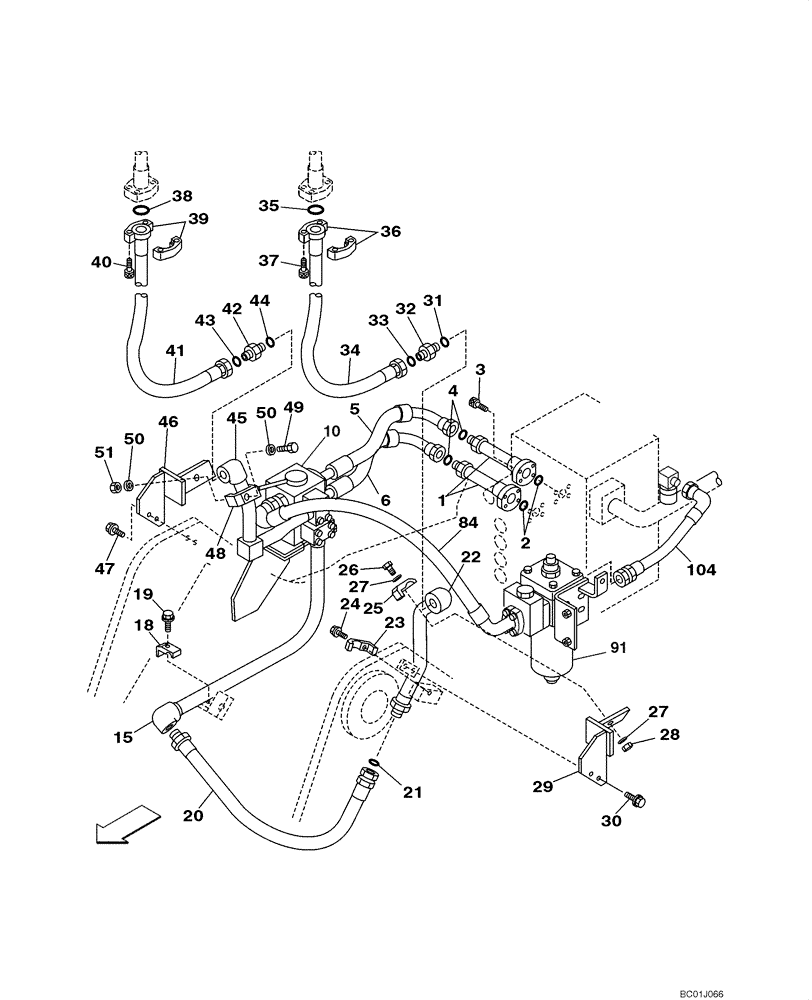 Схема запчастей Case CX290 - (08-58) - HYDRAULICS - MULTIFUNCTION AUXILIARY (08) - HYDRAULICS