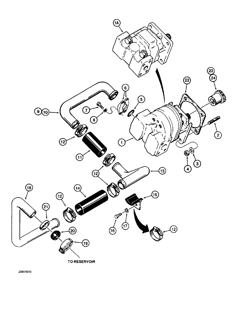 Схема запчастей Case 1155E - (8-008) - EQUIPMENT HYDRAULIC CIRCUIT, RESERVOIR TO PUMP (08) - HYDRAULICS