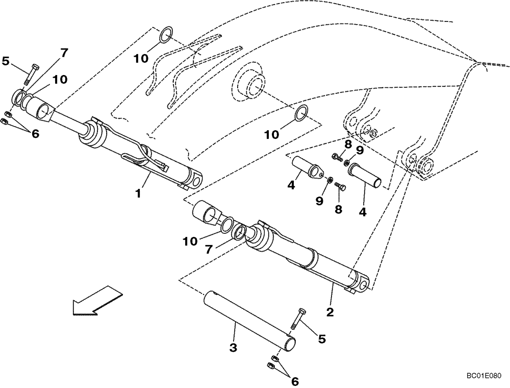 Схема запчастей Case CX460 - (09-44) - BOOM CYLINDER MOUNTING - MODELS WITH LOAD HOLD (09) - CHASSIS/ATTACHMENTS