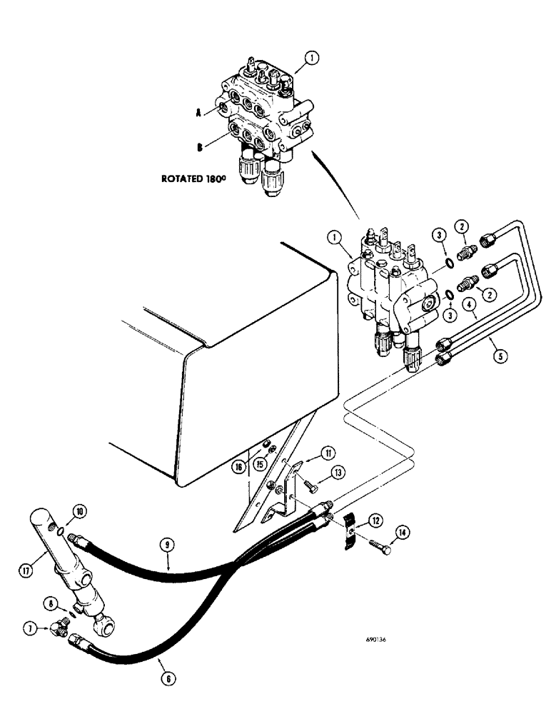 Схема запчастей Case 310G - (196) - RIPPER HYDRAULICS, (MODELS WITHOUT DIVERSION VALVE) (07) - HYDRAULIC SYSTEM