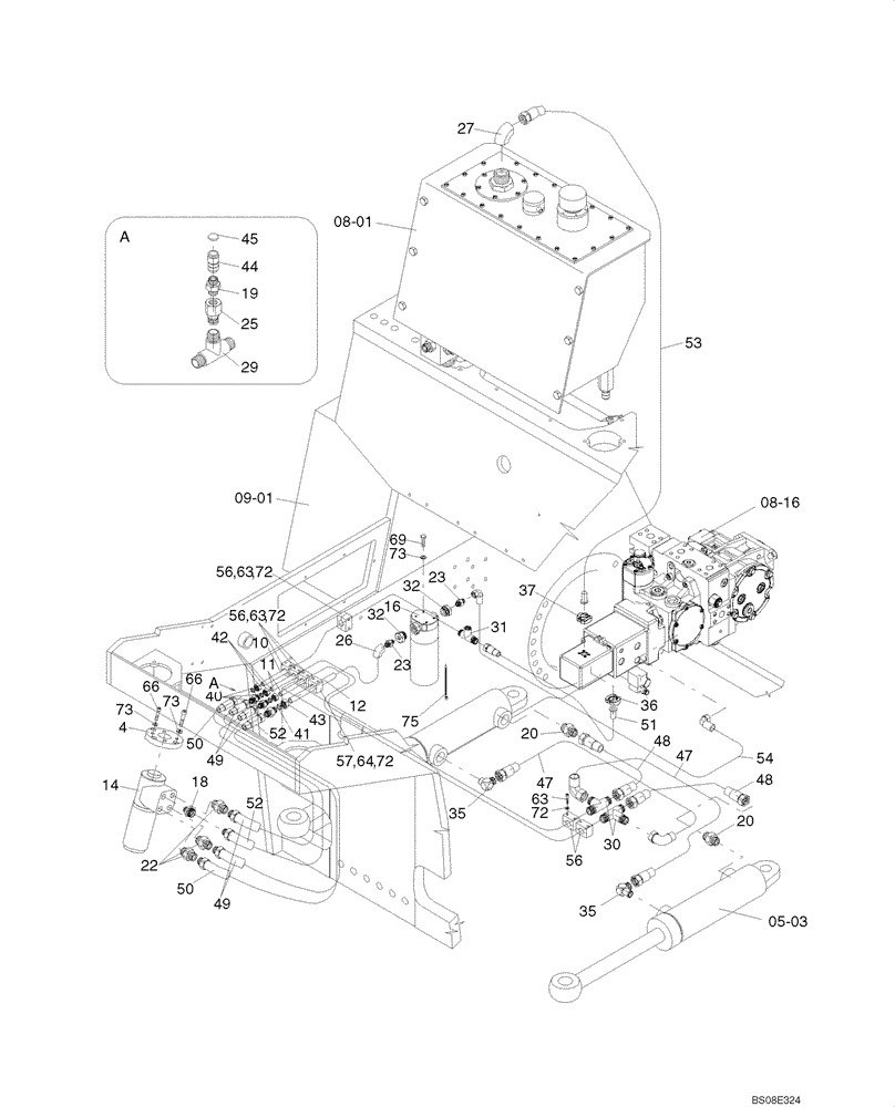 Схема запчастей Case SV208 - (05-02[01]) - STEERING, HYDRAULIC CIRCUIT (GROUP 336) (ND139577) (05) - STEERING