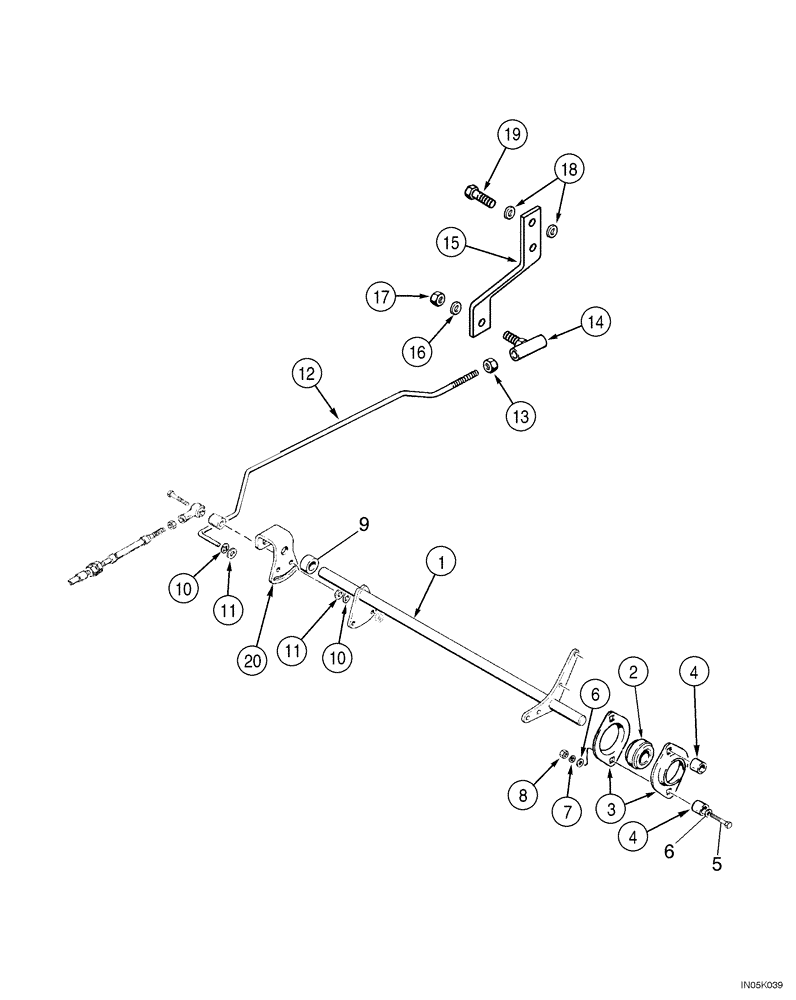 Схема запчастей Case 1150H_IND - (03-02) - CONTROLS, THROTTLE - SHAFT, CROSS AND CONTROL ROD (03) - FUEL SYSTEM