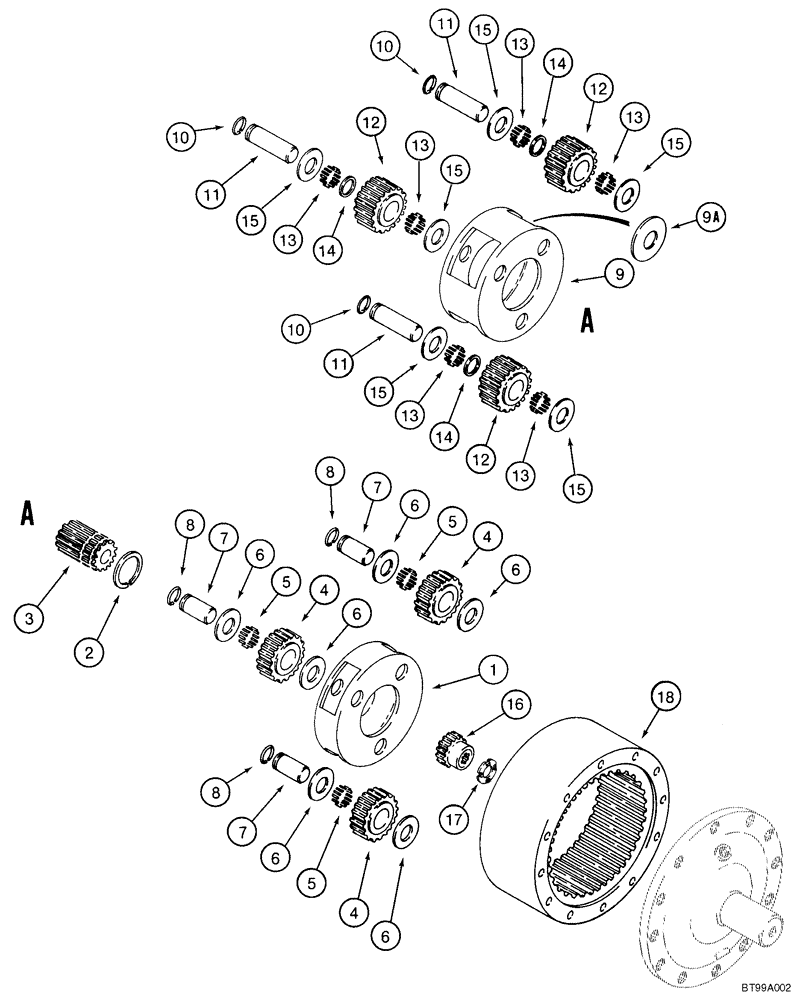 Схема запчастей Case 90XT - (09-45C) - TRENCHER DRIVE - PLANETARY (09) - CHASSIS