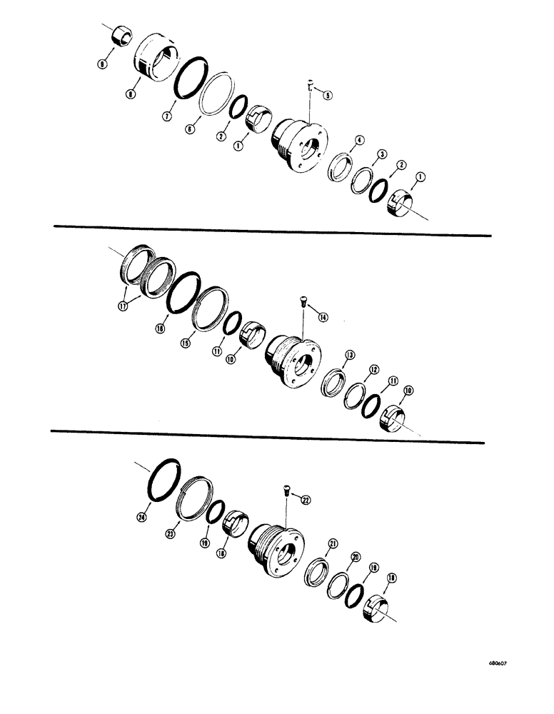 Схема запчастей Case 34 - (178) - CYLINDER PACKING KITS (3-1/2" CYLINDER TUBE ID X 1-3/4" PISTON ROD) 