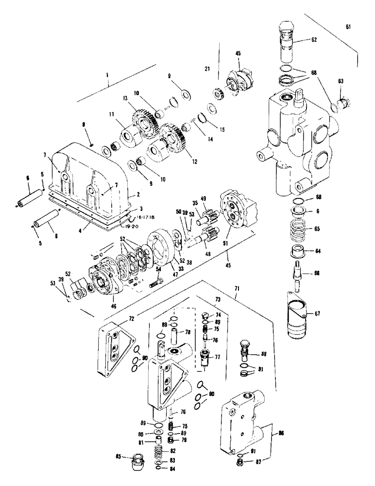 Схема запчастей Case P-50 - (08) - GEAR CASE, HYDRAULIC MOTORS, CONTROL VALVES 