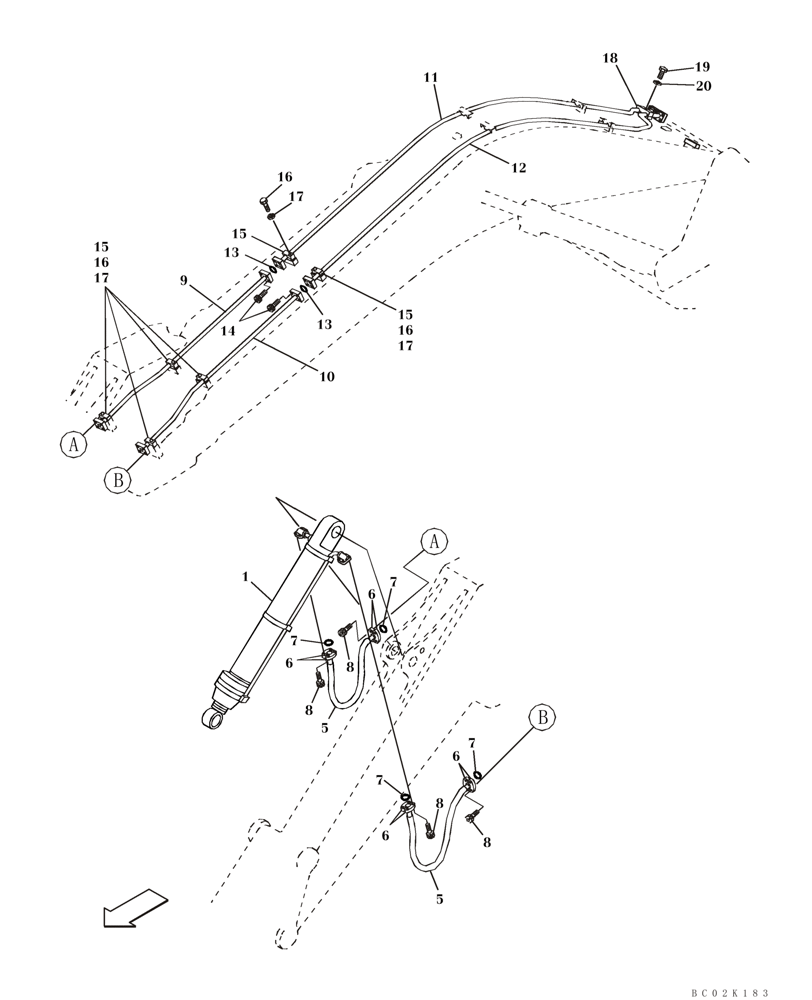 Схема запчастей Case CX460 - (08-19) - HYDRAULICS - BUCKET, 4,0 METER (13 FT 1 IN) ARM (08) - HYDRAULICS