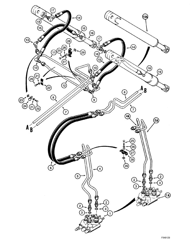 Схема запчастей Case 1840 - (08-03) - HYDRAULICS - LOADER BUCKET (MODELS WITHOUT SELF-LEVELING) (08) - HYDRAULICS