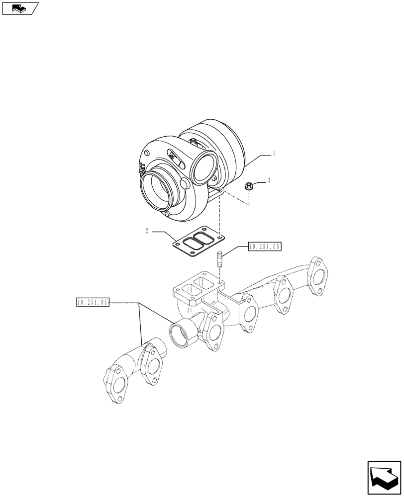 Схема запчастей Case F4HFE613R A003 - (10.250.02) - TURBOCHARGING (504369125) ENGINE COMPONENTS