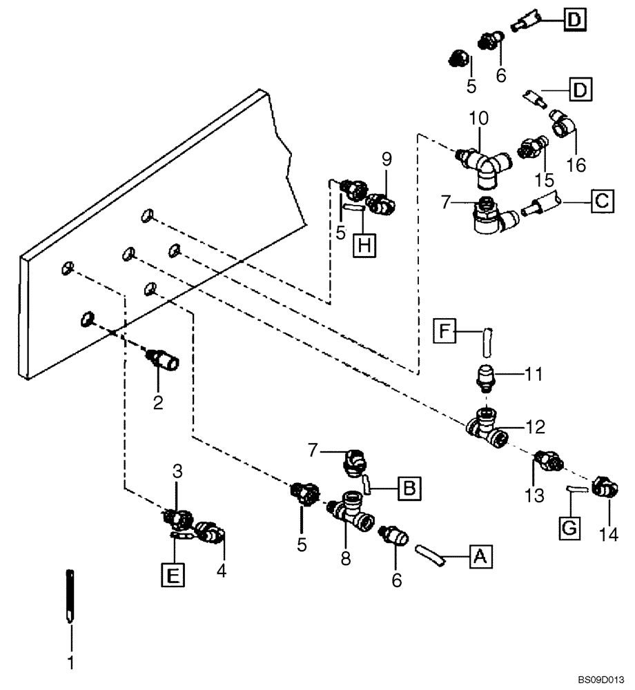 Схема запчастей Case 327B - (47A02002289[001]) - BRAKE SYSTEM OIL CIRCUIT INSTAL (P.I.N. HHD0327BN7PG57000 AND AFTER) (84185905) (09) - Implement / Hydraulics / Frame / Brakes