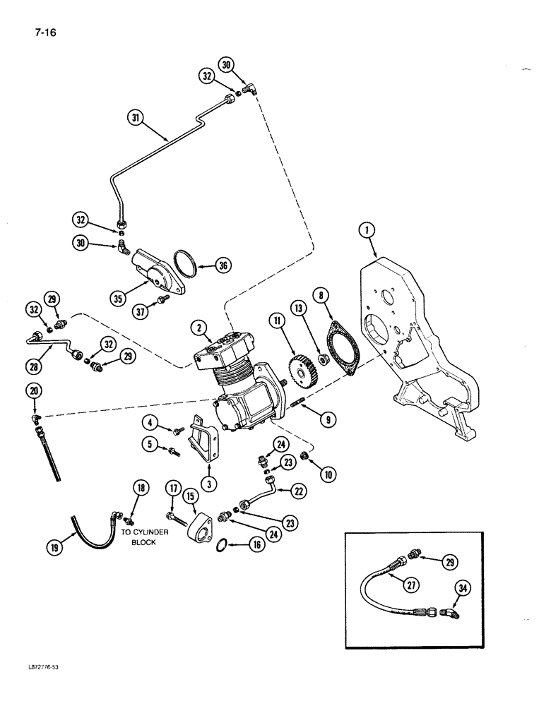 Схема запчастей Case 1085B - (7-016) - AIR COMPRESSOR SYSTEM (07) - BRAKES