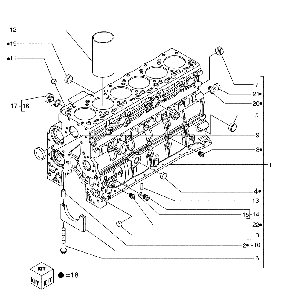 Схема запчастей Case 885 - (02-22[01]) - ENGINE BLOCK (02) - ENGINE