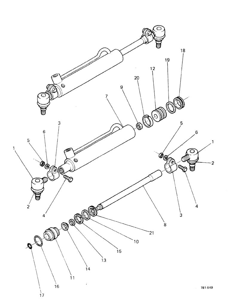 Схема запчастей Case 580F - (135A) - STEERING CYLINDER, STARTING WITH NO. 3.736.937 (41) - STEERING