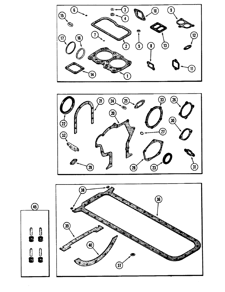 Схема запчастей Case 40 - (030) - ENGINE GASKET KITS, 504BDT ENGINE (10) - ENGINE