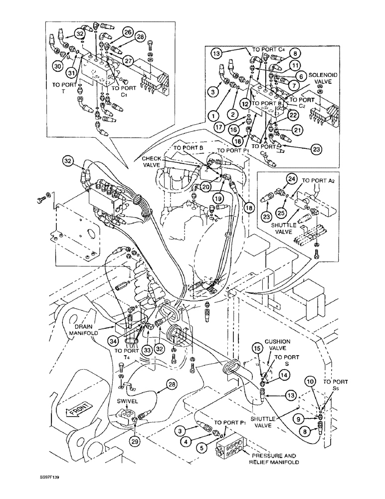 Схема запчастей Case 9010B - (8-050) - SOLENOID VALVE PILOT LINES (08) - HYDRAULICS